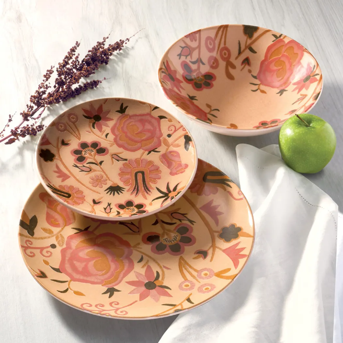 Oxford Unni-Adorn Stoneware 12 Piece Dinnerware Set 01