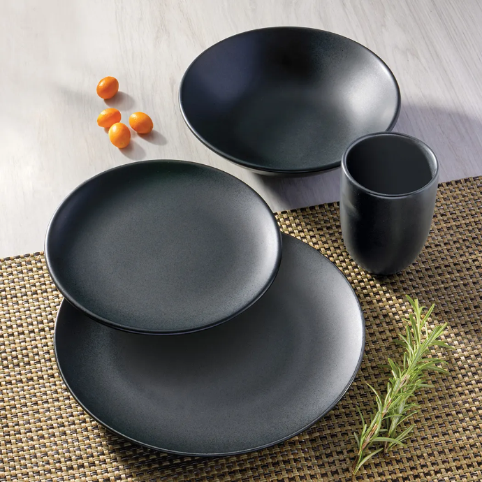 Oxford Unni-Ebony Stoneware 16 Piece Dinnerware Set 01