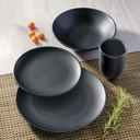 Oxford Unni-Ebony Stoneware 16 Piece Dinnerware Set 01
