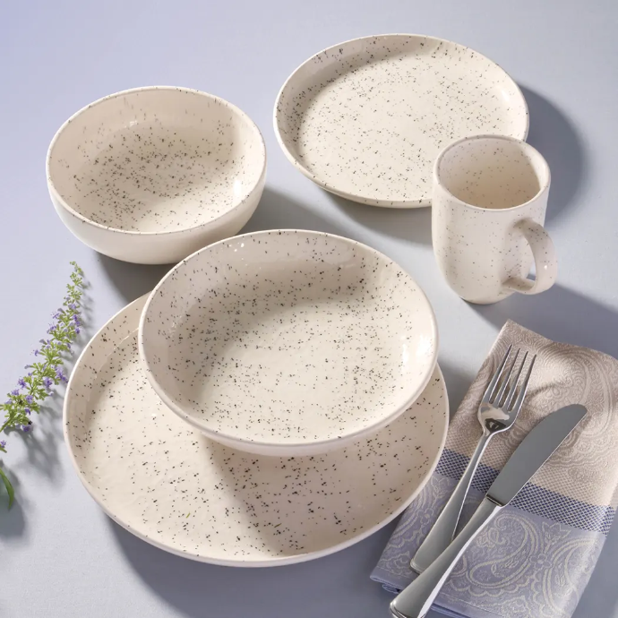 Oxford Contempo-Vanilla Stoneware 20 Piece Dinnerware Set 01