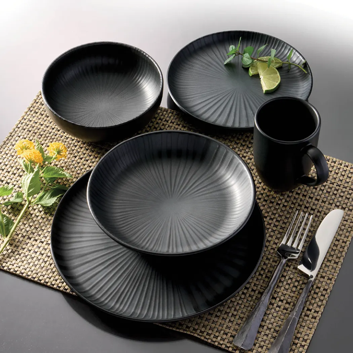 Oxford Contempo-Onyx Stoneware 20 Piece Dinnerware Set 01
