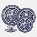 Oxford Flamingo-Blue Willow Porcelain 20 Piece Dinnerware Set 03