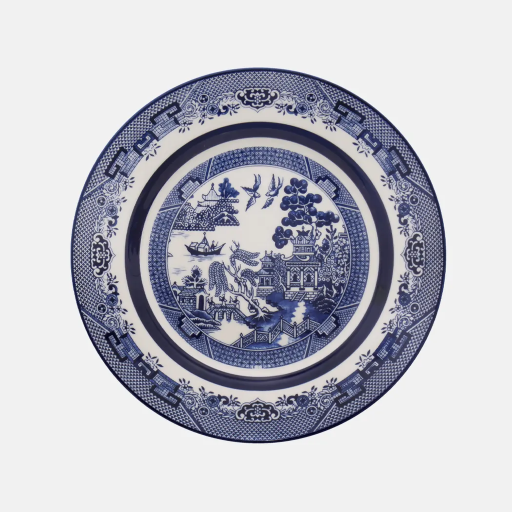 Oxford Flamingo-Blue Willow Porcelain 20 Piece Dinnerware Set 04