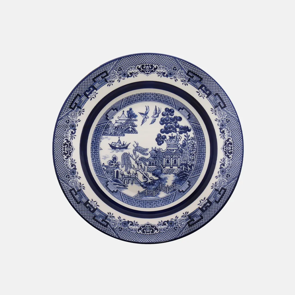 Oxford Flamingo-Blue Willow Porcelain 20 Piece Dinnerware Set 05