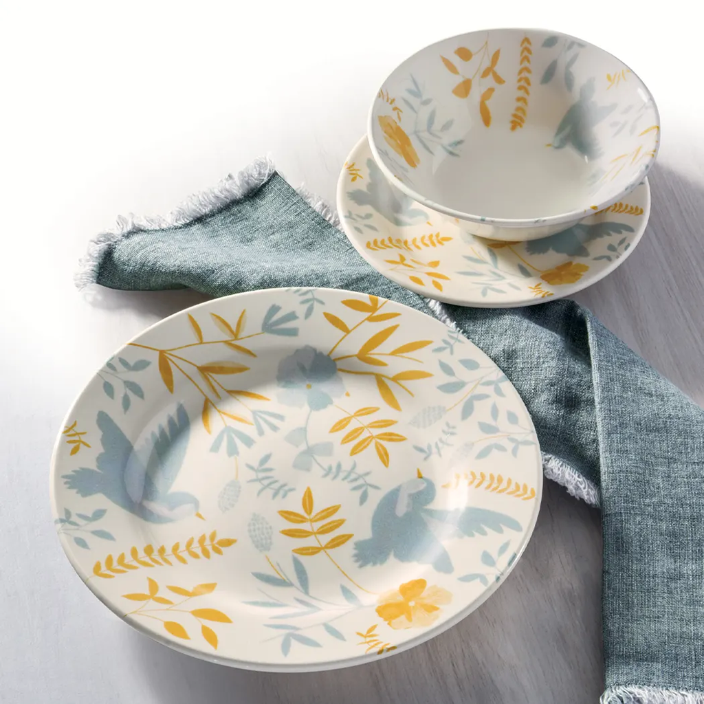 Oxford Donna-Bluebird Stoneware 12 Piece Dinnerware Set 01