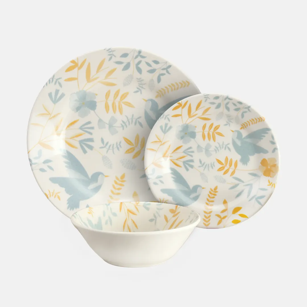 Oxford Donna-Bluebird Stoneware 12 Piece Dinnerware Set Service for 4