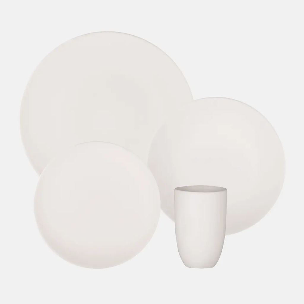 Oxford Unni-Eggshell Stoneware 16 Piece Dinnerware Set  Service for 4