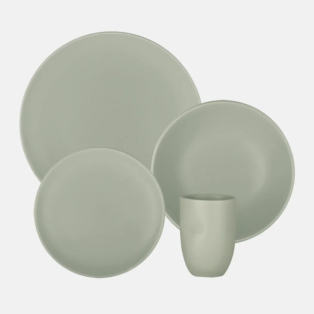 Oxford Unni-Sage Stoneware 16 Piece Dinnerware Set  Service for 4