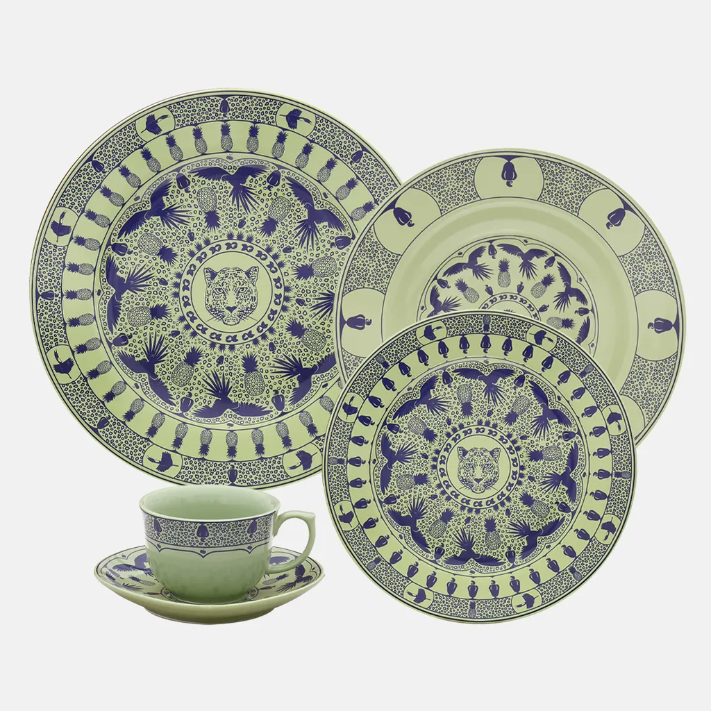 Oxford Terra Brasilis, Rainforest Porcelain 20 Piece Dinnerware Set, Service for 4