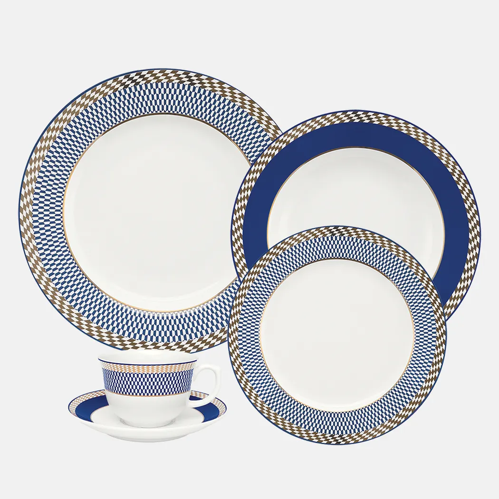 Oxford Flamingo-Op Art Porcelain 20 Piece Dinnerware Set Service for 4