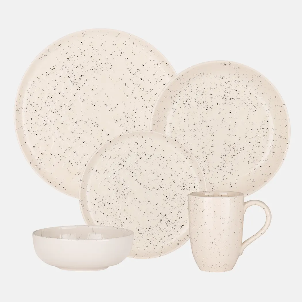 Oxford Contempo-Vanilla Stoneware 20 Piece Dinnerware Set Service for 4