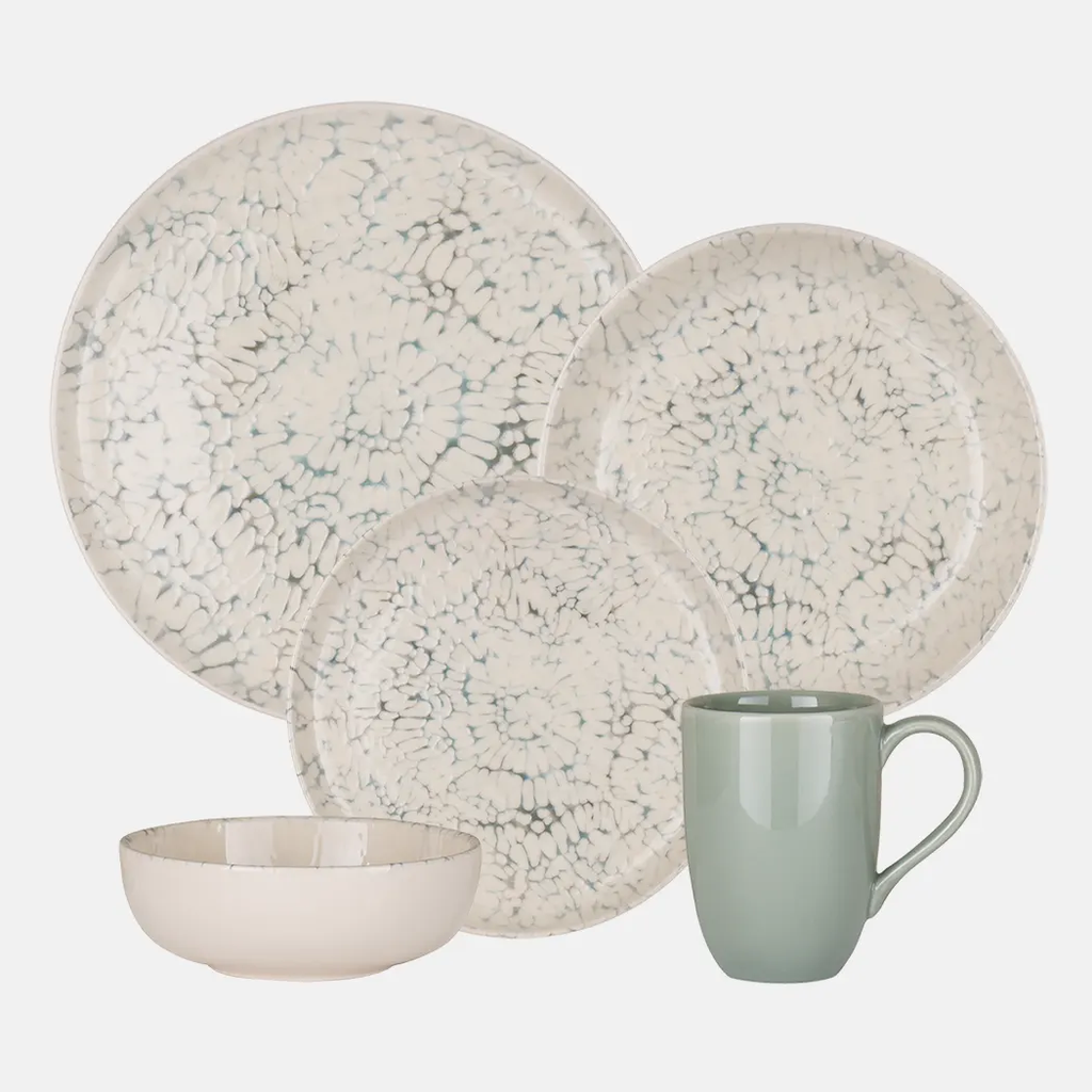 Oxford Contempo-Glacier Stoneware 20 Piece Dinnerware Set Service for 4