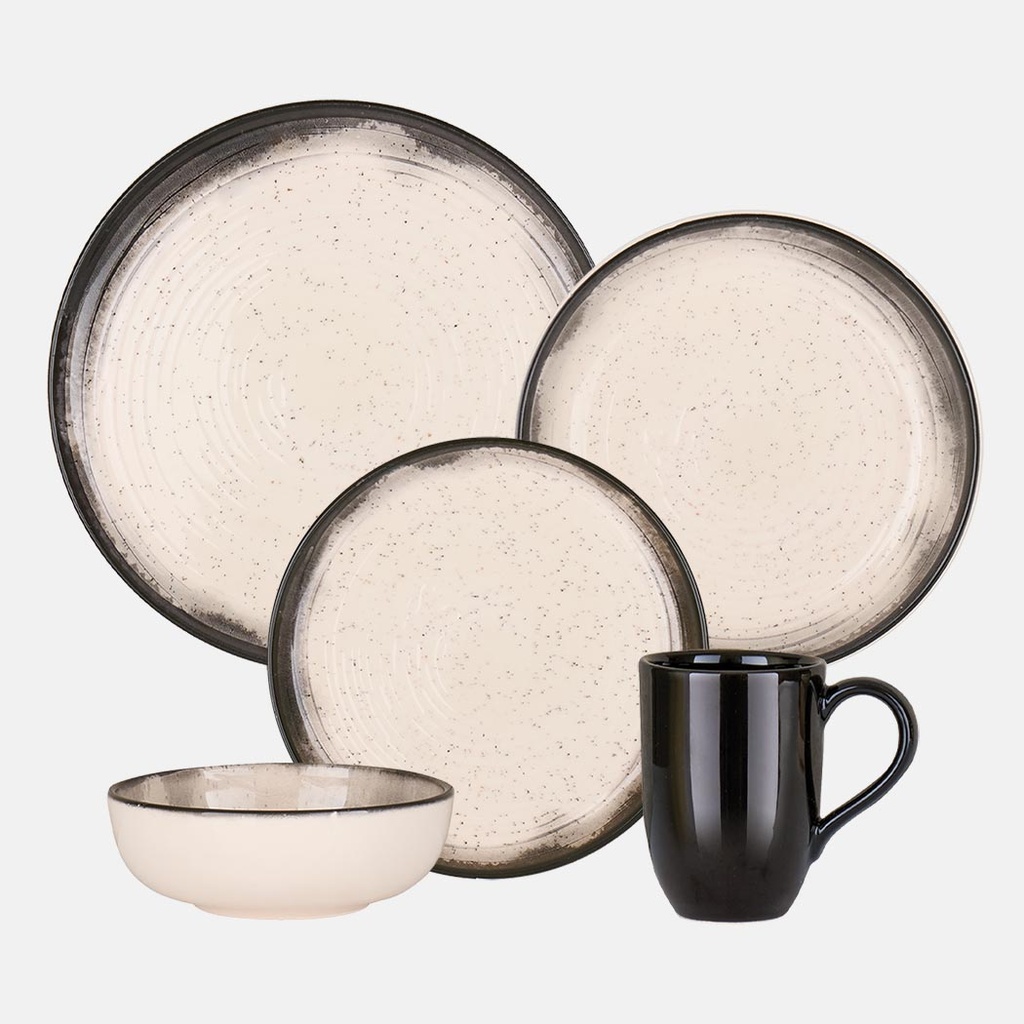 Oxford Contempo-Tiramisu Stoneware 20 Piece Dinnerware Set Service for 4