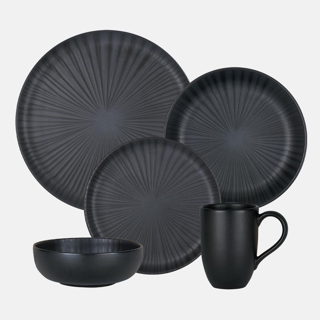 Oxford Contempo-Onyx Stoneware 20 Piece Dinnerware Set Service for 4