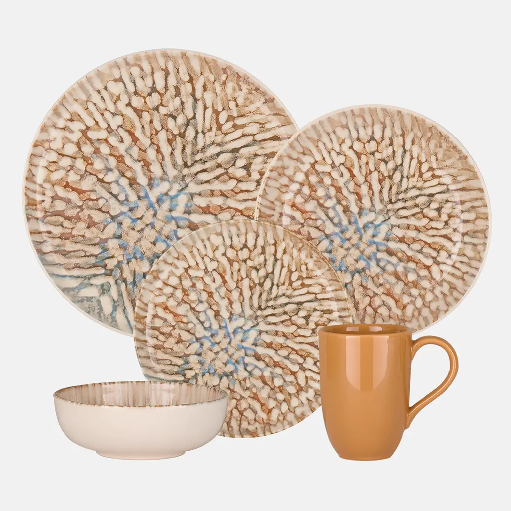 Oxford Contempo-Caribbean Stoneware 20 Piece Dinnerware Set Service for 4