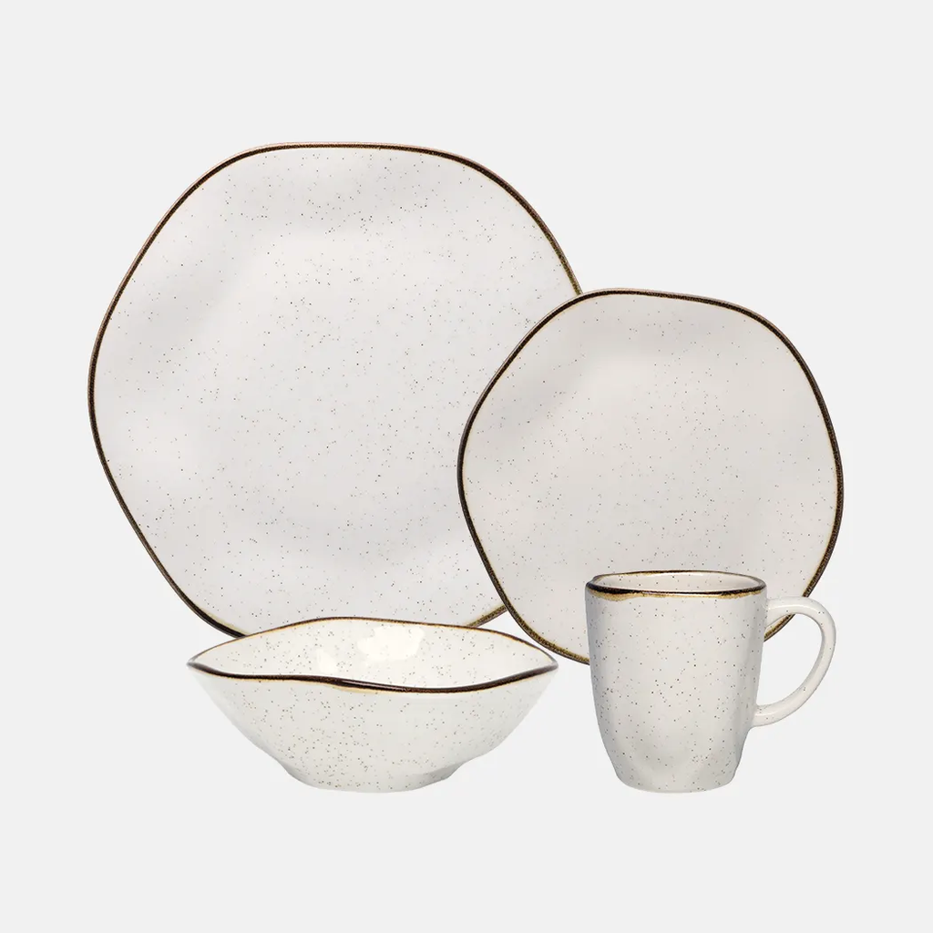 Oxford Ryo-Sandbar Porcelain 16 Piece Dinnerware Set Service for 4